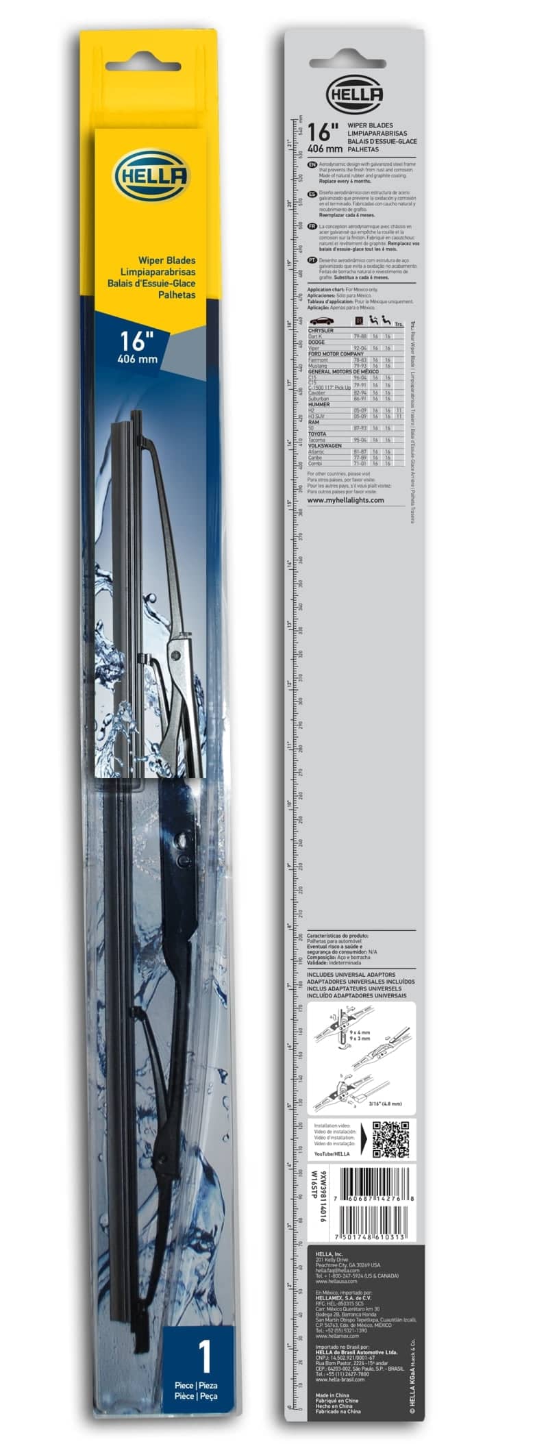 Hella Standard Wiper Blade 16in - Single | hella-standard-wiper-blade-16in-single | Exterior Trim | Hella