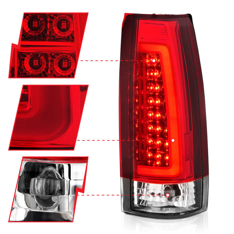 ANZO 1999-2000 Cadillac Escalade LED Taillights Chrome Housing Red/Clear Lens Pair | anzo-1999-2000-cadillac-escalade-led-taillights-chrome-housing-red-clear-lens-pair | Tail Lights | ANZO
