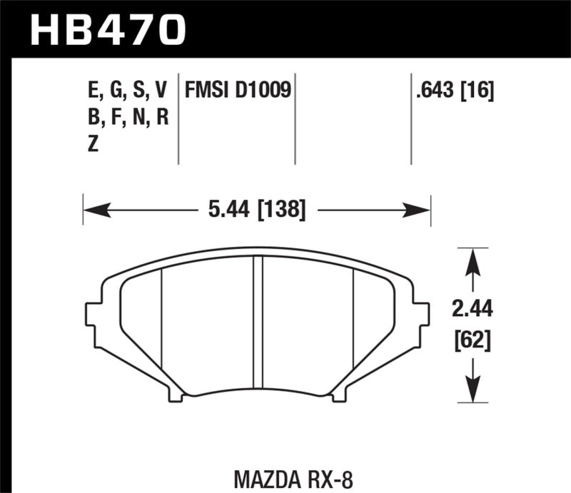 Hawk 08-10 Mazda RX-8 Grand Touring/Sport/Touring / 04-07 RX-8 DTC-60 Race Front Brake Pads | hawk-08-10-mazda-rx-8-grand-touring-sport-touring-04-07-rx-8-dtc-60-race-front-brake-pads | Brake Pads - Racing | Hawk Performance