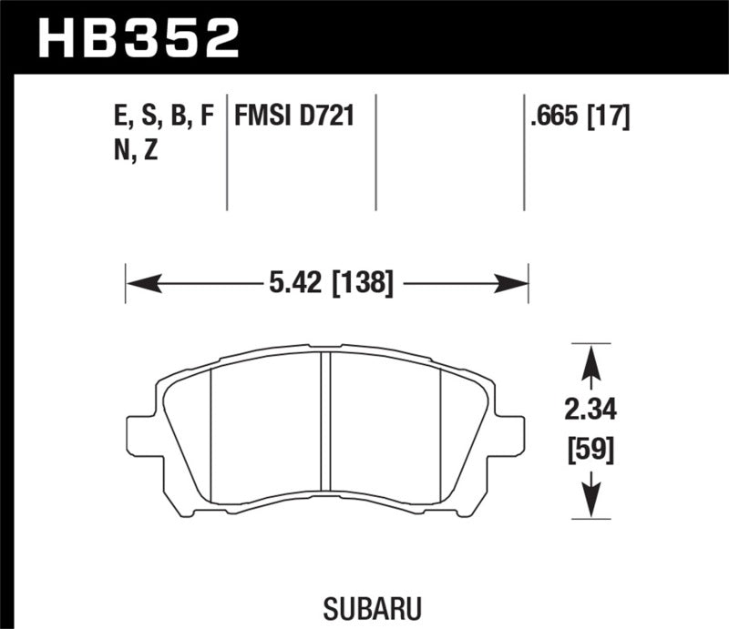 Hawk 02-03 WRX / 98-01 Impreza / 97-02 Legacy 2.5L / 98-02 Forester 2.5L D721 HPS Street Front Brake | hawk-02-03-wrx-98-01-impreza-97-02-legacy-2-5l-98-02-forester-2-5l-d721-hps-street-front-brake | Brake Pads - Performance | Hawk Performance