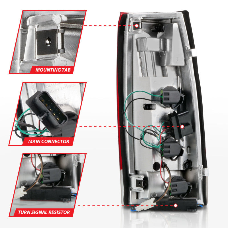 ANZO 1999-2000 Cadillac Escalade LED Taillights Chrome Housing Red/Clear Lens Pair | anzo-1999-2000-cadillac-escalade-led-taillights-chrome-housing-red-clear-lens-pair | Tail Lights | ANZO
