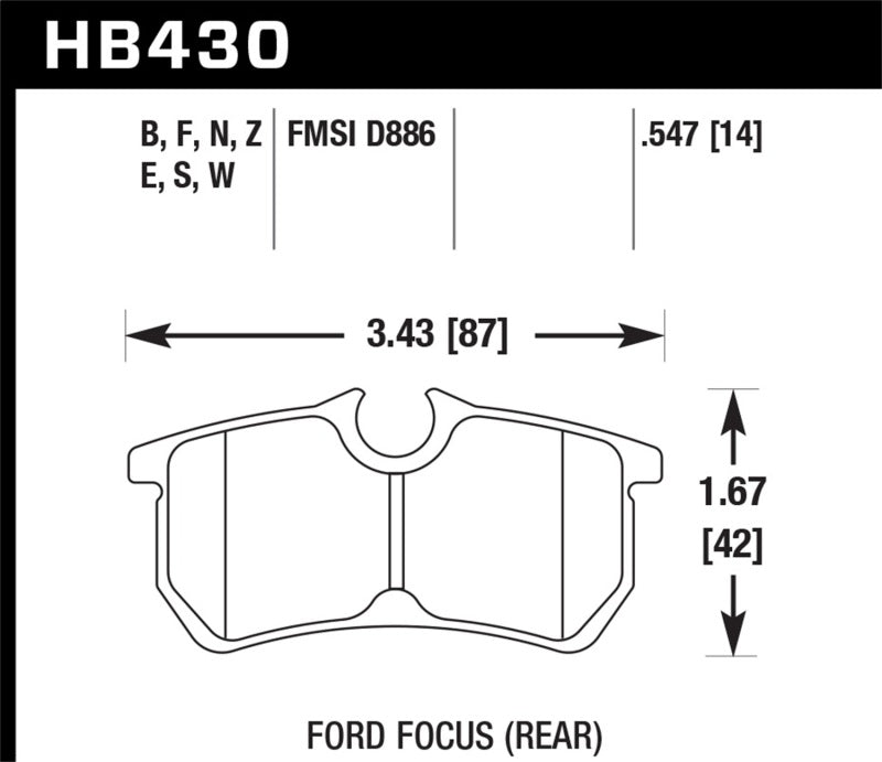 Hawk 00-07 Ford Focus DTC30 Rear Race Brake Pads | hawk-00-07-ford-focus-dtc30-rear-race-brake-pads | Brake Pads - Racing | Hawk Performance