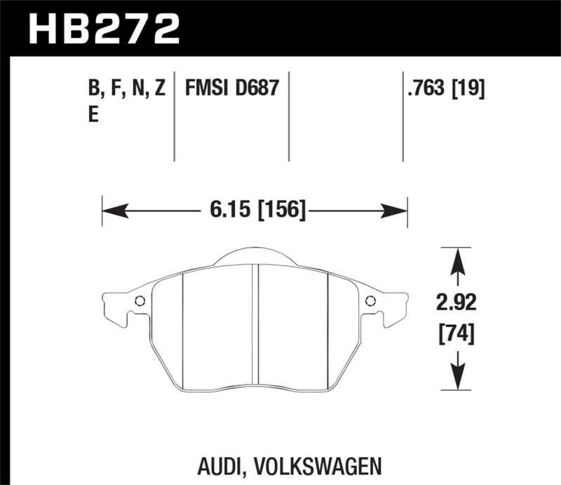 Hawk 00-06 Audi TT/TT Quattro / 96-06 VW (Various) HPS Street Front Brake Pads | hawk-00-06-audi-tt-tt-quattro-96-06-vw-various-hps-street-front-brake-pads | Brake Pads - Performance | Hawk Performance