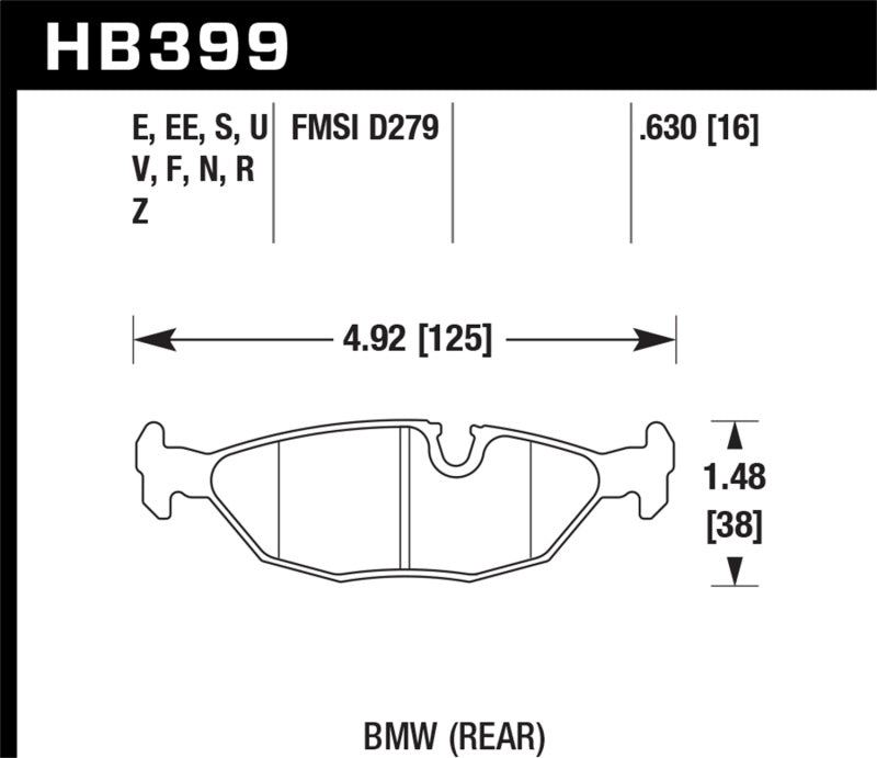 Hawk 84-4/91 BMW 325 (E30) HPS Street Rear Brake Pads | hawk-84-4-91-bmw-325-e30-hps-street-rear-brake-pads | Brake Pads - Performance | Hawk Performance
