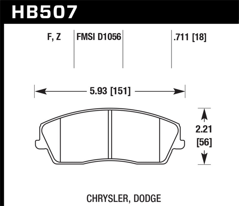Hawk 09-10 Dodge Challenger SE / 06-10 Charger SE / 05-10 Chrylser 300 HPS Street Front Brake Pads | hawk-09-10-dodge-challenger-se-06-10-charger-se-05-10-chrylser-300-hps-street-front-brake-pads | Brake Pads - Performance | Hawk Performance