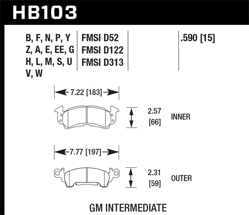 Hawk 76-77 Chevrolet Camaro LT / 72 Camaro Z28 / 69-81 Camaro Super Duty Street Front Brake Pads | hawk-76-77-chevrolet-camaro-lt-72-camaro-z28-69-81-camaro-super-duty-street-front-brake-pads | Brake Pads - Performance | Hawk Performance