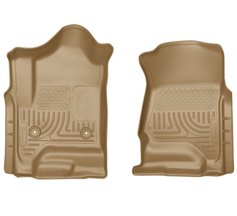 Husky Liners 14 Chevrolet Silverado 1500/GMC Sierra 1500 WeatherBeater Tan Front Floor Liners | husky-liners-14-chevrolet-silverado-1500-gmc-sierra-1500-weatherbeater-tan-front-floor-liners | Floor Mats - Rubber | Husky Liners