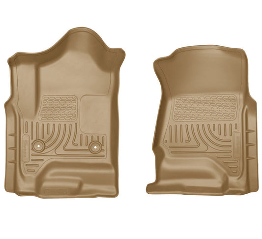 Husky Liners 14 Chevrolet Silverado 1500/GMC Sierra 1500 WeatherBeater Tan Front Floor Liners | husky-liners-14-chevrolet-silverado-1500-gmc-sierra-1500-weatherbeater-tan-front-floor-liners | Floor Mats - Rubber | Husky Liners