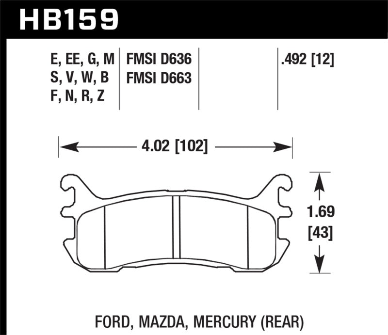 Hawk 94-05 Miata / 01-05 Normal Suspension HP+ Street Rear Brake Pads (D636) | hawk-94-05-miata-01-05-normal-suspension-hp-street-rear-brake-pads-d636 | Brake Pads - Performance | Hawk Performance