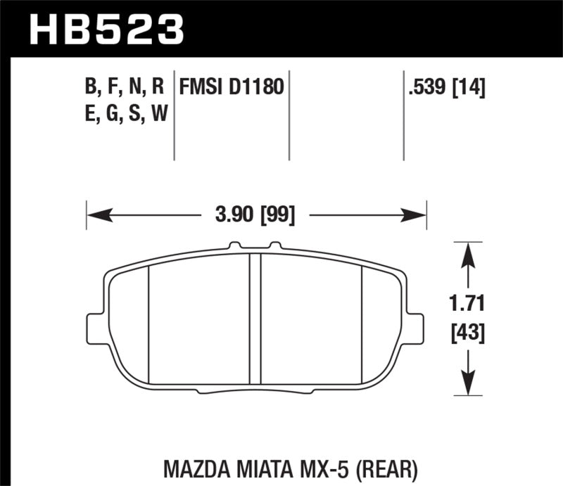 Hawk 06-11 Mazda Miata MX-5 Rear DTC-60 Race Brake Pads | hawk-06-11-mazda-miata-mx-5-rear-dtc-60-race-brake-pads | Brake Pads - Racing | Hawk Performance