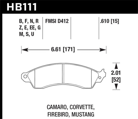 Hawk 94-04 Mustang Cobra / 88-95 Corvette 5.7L / 88-92 Camaro w/ Hvy Duty Brakes Front HPS Street Br | hawk-94-04-mustang-cobra-88-95-corvette-5-7l-88-92-camaro-w-hvy-duty-brakes-front-hps-street-br | Brake Pads - Performance | Hawk Performance