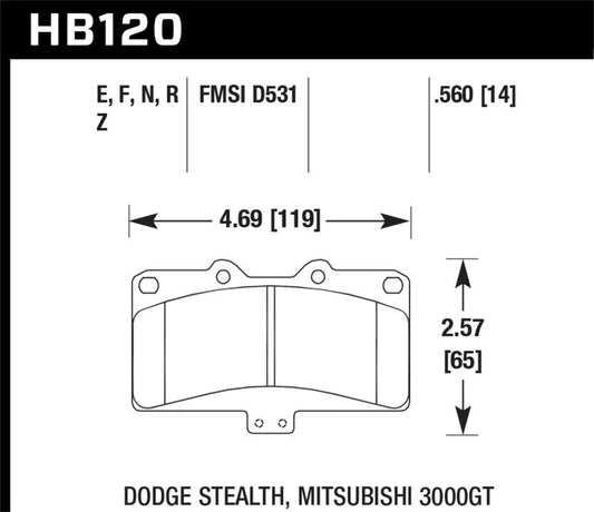 Hawk Mitsubishi 3000 GT VR4/ Dodge Stealth R/T 4WD HP+ Street Front Brake Pads | hawk-mitsubishi-3000-gt-vr4-dodge-stealth-r-t-4wd-hp-street-front-brake-pads | Brake Pads - Performance | Hawk Performance