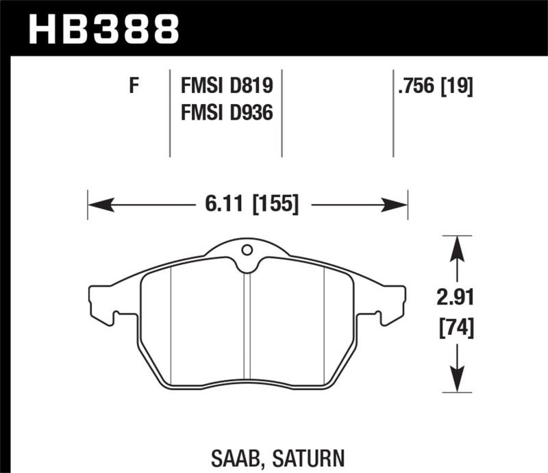 Hawk 99-02 Saab 9-3/99-04 Saab 9-5 D819 HPS Street Front Brake Pads | hawk-99-02-saab-9-3-99-04-saab-9-5-d819-hps-street-front-brake-pads | Brake Pads - Performance | Hawk Performance