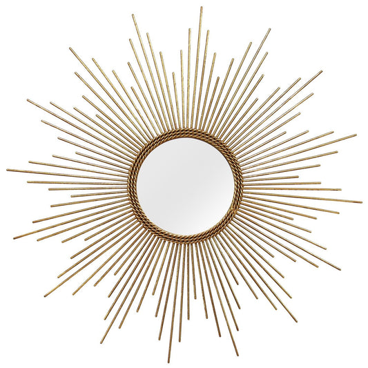 26 Round Gold Metal Sunburst Framed Wall Mirror