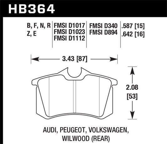Hawk (Various) Audi / Peugeot / Volkswagen Ceramic Street Rear Brake Pads | hawk-various-audi-peugeot-volkswagen-ceramic-street-rear-brake-pads | Brake Pads - Performance | Hawk Performance