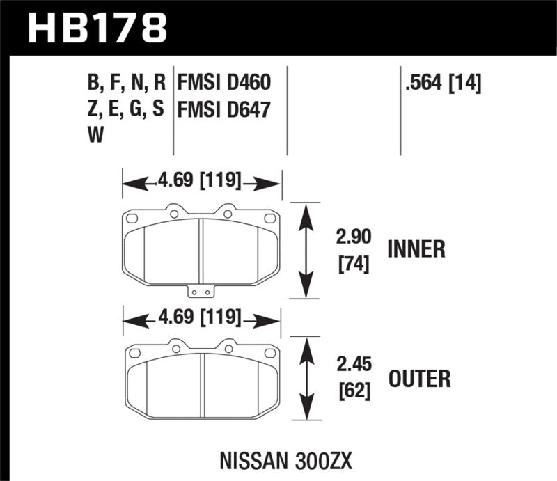 Hawk 89-96 Nissan 300ZX / 89-93 Skyline / 06-07 Subaru Impreza WRX DTC-30 Race Front Brake Pads | hawk-89-96-nissan-300zx-89-93-skyline-06-07-subaru-impreza-wrx-dtc-30-race-front-brake-pads | Brake Pads - Racing | Hawk Performance