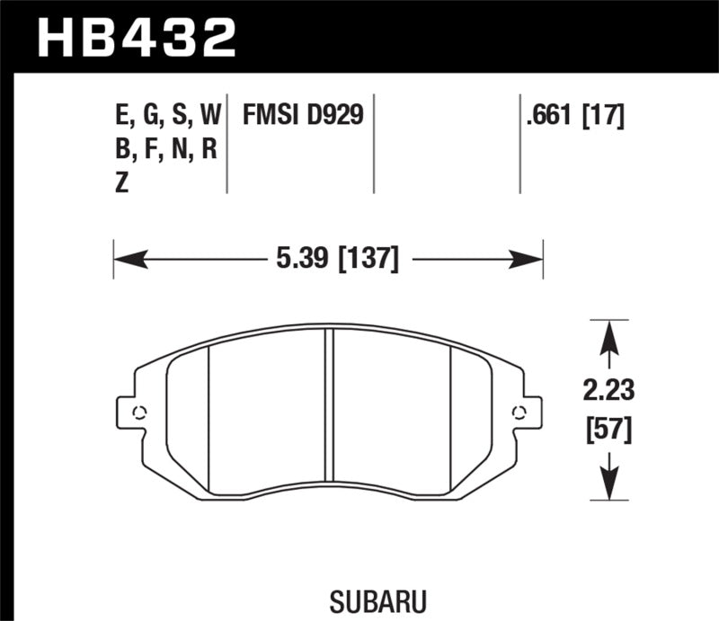 Hawk 03-05 WRX / 08 WRX / 09 Legacy 2.5i NA ONLY D929 HPS Street Front Brake Pads | hawk-03-05-wrx-08-wrx-09-legacy-2-5i-na-only-d929-hps-street-front-brake-pads | Brake Pads - Performance | Hawk Performance