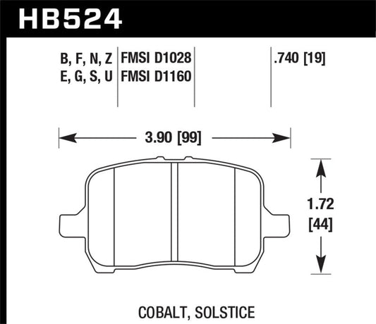 Hawk 05-07 Cobalt SS / 08-09 HHR / 04+ Malibu / 07A+ G5 GT / 06+ G6 / HP+ Street Front Brake Pads | hawk-05-07-cobalt-ss-08-09-hhr-04-malibu-07a-g5-gt-06-g6-hp-street-front-brake-pads | Brake Pads - Performance | Hawk Performance