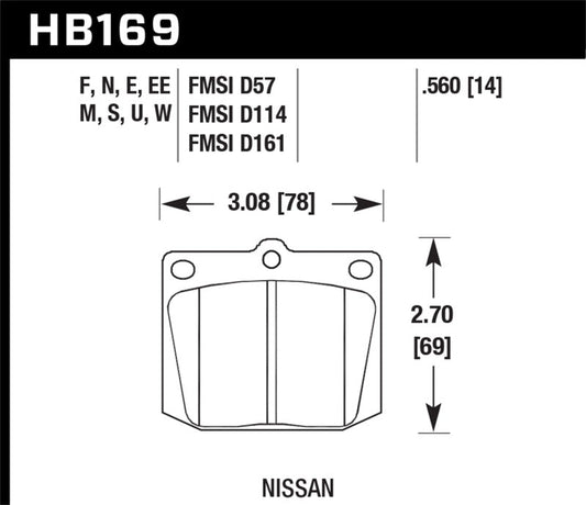 Hawk Nissan 810/240Z/260Z/280Z/620 / Toyota Corona/Cressida/Crown/Pickup Blue 9012 Front Race Pads | hawk-nissan-810-240z-260z-280z-620-toyota-corona-cressida-crown-pickup-blue-9012-front-race-pads | Brake Pads - Racing | Hawk Performance