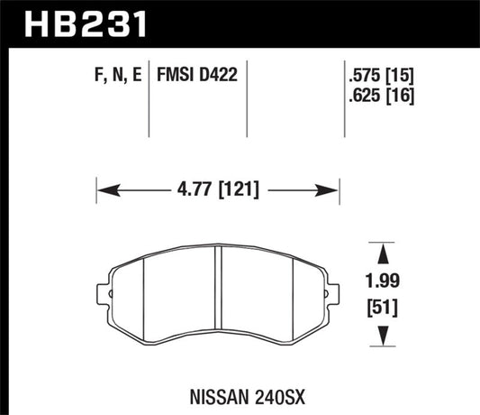 Hawk 89-93 240SX LE & SE (non-ABS) & Base / 94-96 240SX SE & Base HP+ Street Front Brake Pads | hawk-89-93-240sx-le-se-non-abs-base-94-96-240sx-se-base-hp-street-front-brake-pads | Brake Pads - Performance | Hawk Performance