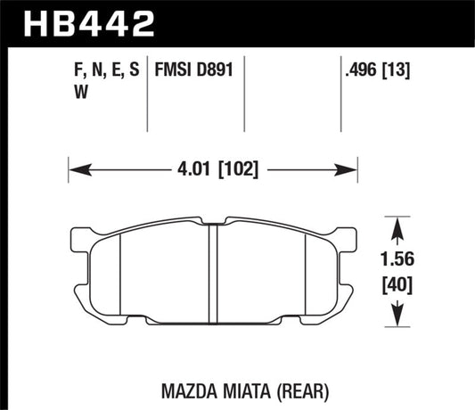 Hawk 01-02 Miata w/ Sport Suspension HP+  Street Rear Brake Pads (D891) | hawk-01-02-miata-w-sport-suspension-hp-street-rear-brake-pads-d891 | Brake Pads - Performance | Hawk Performance
