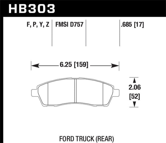 Hawk 99-05 Cadillac Excursion / 99-04 Ford F-250/F-350 Super Duty Pickup Rear LTS Street Brake Pads | hawk-99-05-cadillac-excursion-99-04-ford-f-250-f-350-super-duty-pickup-rear-lts-street-brake-pads | Brake Pads - OE | Hawk Performance