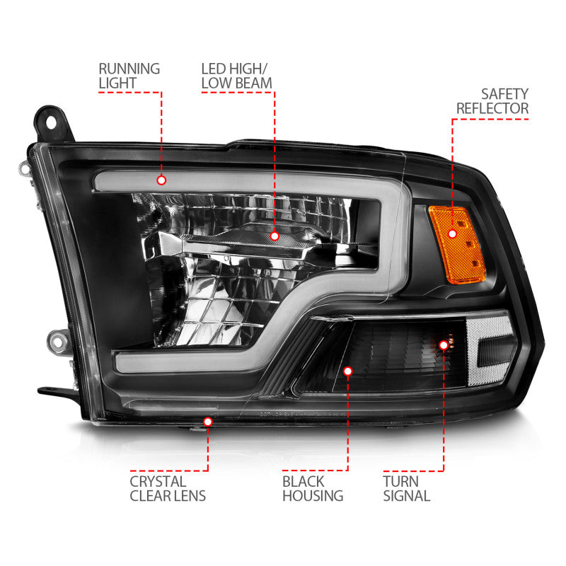 ANZO 2009-2020 Dodge Ram 1500 Full LED Square Projector Headlights w/ Chrome Housing Black Amber | anzo-2009-2020-dodge-ram-1500-full-led-square-projector-headlights-w-chrome-housing-black-amber | Headlights | ANZO