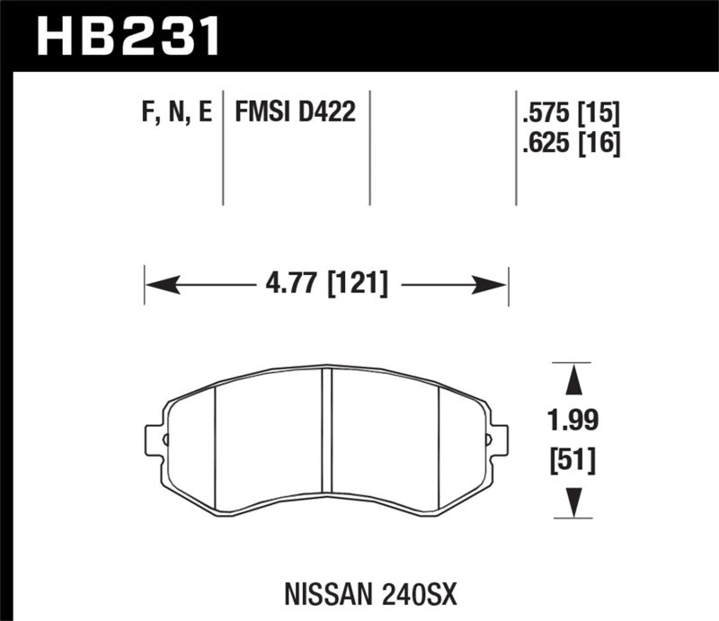 Hawk 89-93 240SX LE & SE (non-ABS) & Base / 94-96 240SX SE & Base HPS Street Front Brake Pads | hawk-89-93-240sx-le-se-non-abs-base-94-96-240sx-se-base-hps-street-front-brake-pads | Brake Pads - Performance | Hawk Performance