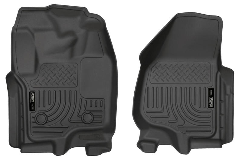 Husky Liners 12-15 Ford Super Duty Crew & Extended Cab WeatherBeater Front Row Black Floor Liners | husky-liners-12-15-ford-super-duty-crew-extended-cab-weatherbeater-front-row-black-floor-liners | Floor Mats - Rubber | Husky Liners