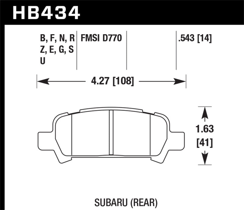 Hawk 02-03 WRX / 05-08 LGT D770 HPS Street Rear Brake Pads | hawk-02-03-wrx-05-08-lgt-d770-hps-street-rear-brake-pads | Brake Pads - Performance | Hawk Performance