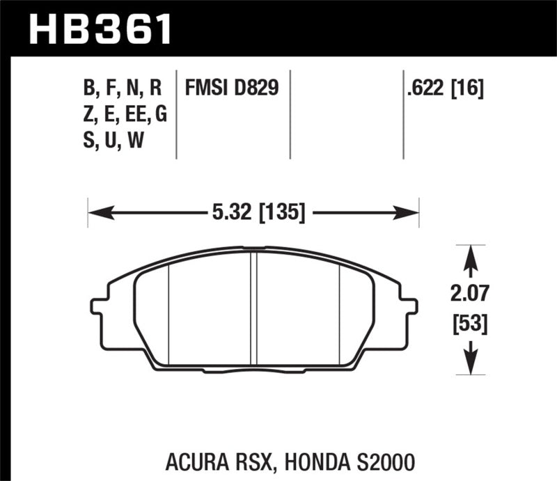 Hawk 02-06 Acura RSX Type S / 06-11 Honda Civic Si / 00-09 S2000 DTC-60 Front Brake Pads | hawk-02-06-acura-rsx-type-s-06-11-honda-civic-si-00-09-s2000-dtc-60-front-brake-pads | Brake Pads - Racing | Hawk Performance