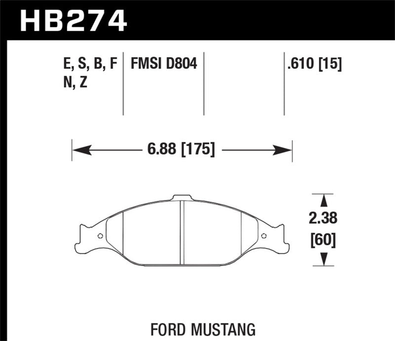 Hawk 99-04 Ford Mustang Base/GT Performance Ceramic Street Front Brake Pads | hawk-99-04-ford-mustang-base-gt-performance-ceramic-street-front-brake-pads | Brake Pads - Performance | Hawk Performance