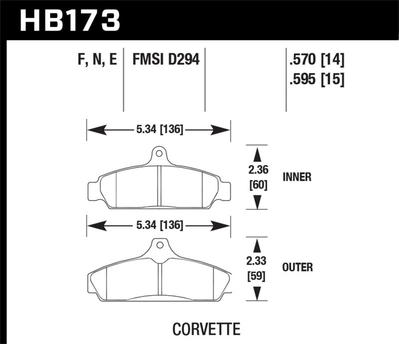 Hawk 84-87 Chevy Corvette 5.7 HPS Street Front Brake Pads | hawk-84-87-chevy-corvette-5-7-hps-street-front-brake-pads | Brake Pads - Performance | Hawk Performance