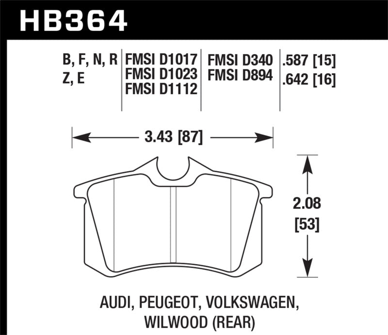 Hawk (Various) Audi / Peugeot / Volkswagen Ceramic Street Rear Brake Pads | hawk-various-audi-peugeot-volkswagen-ceramic-street-rear-brake-pads | Brake Pads - Performance | Hawk Performance