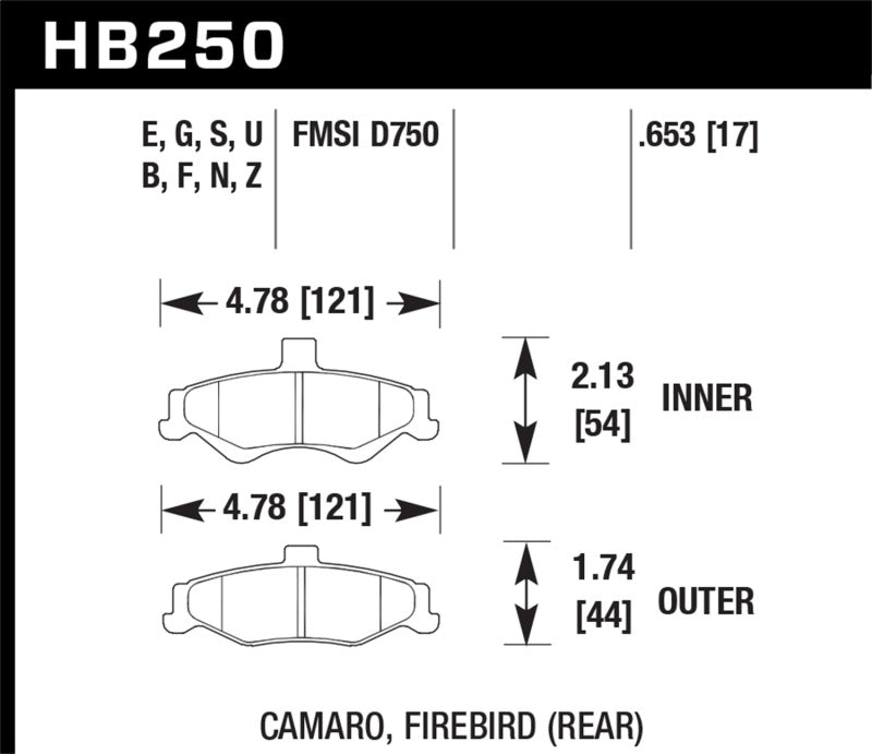 Hawk 98-02 Chevrolet Camaro 5.7L/3.8L / 98-02 Pontiac Firebird 5.7L/3.8L  HPS Street Rear Brake Pads | hawk-98-02-chevrolet-camaro-5-7l-3-8l-98-02-pontiac-firebird-5-7l-3-8l-hps-street-rear-brake-pads | Brake Pads - Performance | Hawk Performance