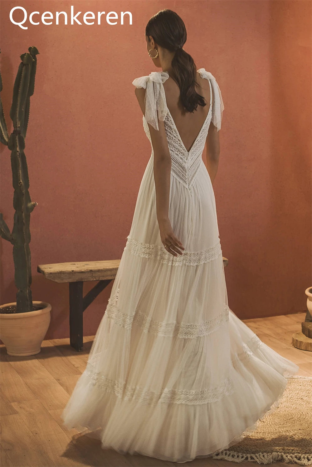 Spaghetti Straps Wedding Dress Boho