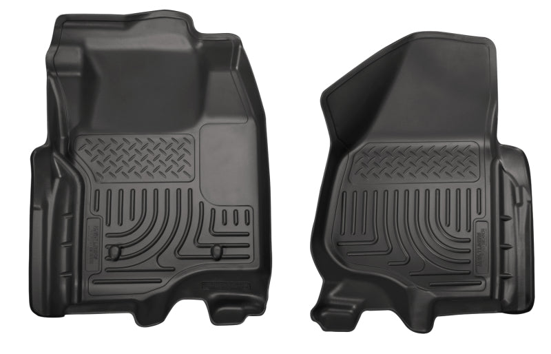 Husky Liners 12-15 Ford Super Duty Crew & Extended Cab WeatherBeater Front Row Black Floor Liners | husky-liners-12-15-ford-super-duty-crew-extended-cab-weatherbeater-front-row-black-floor-liners | Floor Mats - Rubber | Husky Liners