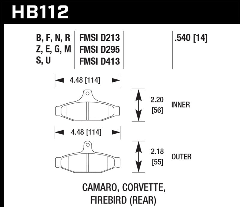 Hawk 84-96 Corvette /88.5-97 Pontiac Firebird HPS Street Rear Brake Pad | hawk-84-96-corvette-88-5-97-pontiac-firebird-hps-street-rear-brake-pad | Brake Pads - Performance | Hawk Performance