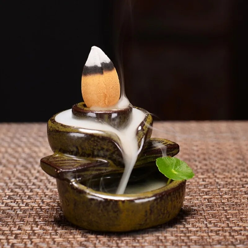 Ceramic Waterfall Incense Holder for Home Decor