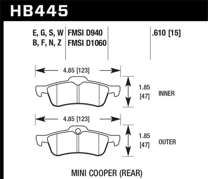 Hawk 02-06 Mini Cooper / Cooper S HPS Street Rear Brake Pads | hawk-02-06-mini-cooper-cooper-s-hps-street-rear-brake-pads | Brake Pads - Performance | Hawk Performance