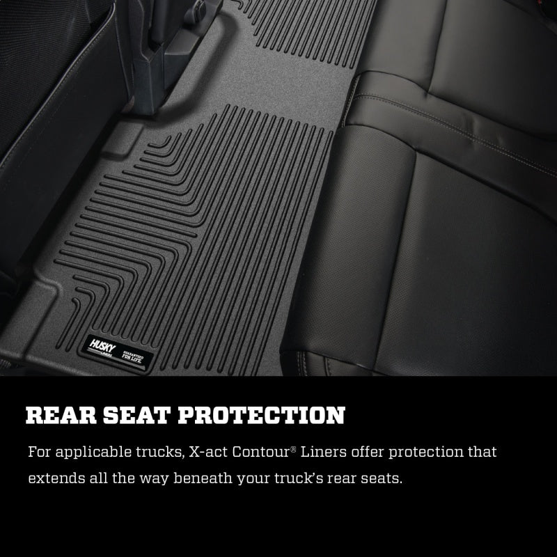 Husky Liners 15-17 Ford F-150 SuperCrew X-Act Contour Black 2nd Seat Floor Liners (Full Coverage) | husky-liners-15-17-ford-f-150-supercrew-x-act-contour-black-2nd-seat-floor-liners-full-coverage | Floor Mats - Rubber | Husky Liners