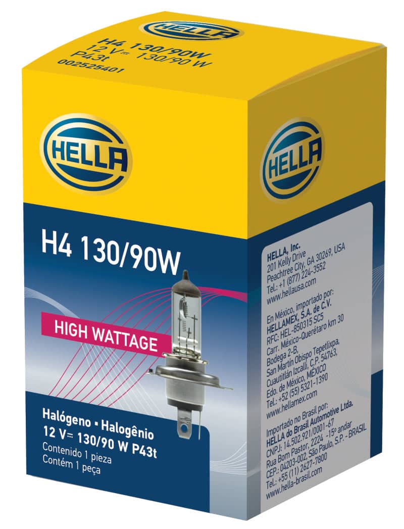 Hella H4 12V 130/90W Halogen Headlight Bulb - Universal | hella-h4-12v-130-90w-halogen-headlight-bulb-universal | Bulbs | Hella