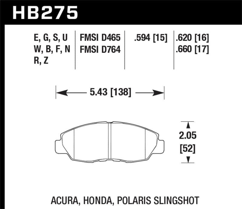 Hawk 1997-1997 Acura CL 2.2 HPS 5.0 Front Brake Pads | hawk-1997-1997-acura-cl-2-2-hps-5-0-front-brake-pads | Brake Pads - Performance | Hawk Performance