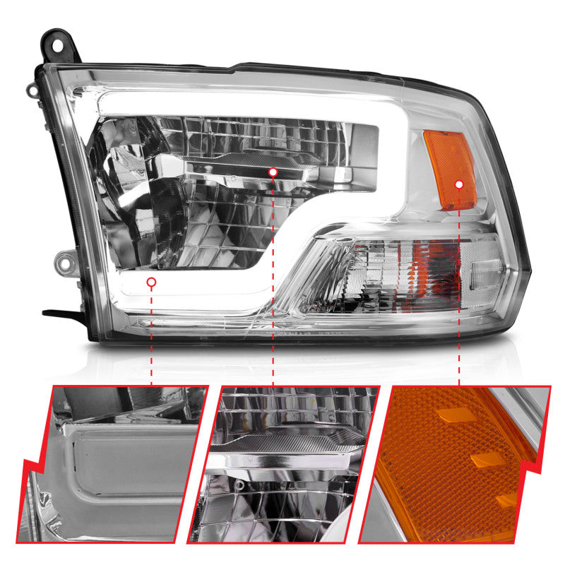 ANZO 2009-2020 Dodge Ram 1500 Full LED Square Projector Headlights w/ Chrome Housing Chrome Amber | anzo-2009-2020-dodge-ram-1500-full-led-square-projector-headlights-w-chrome-housing-chrome-amber | Headlights | ANZO