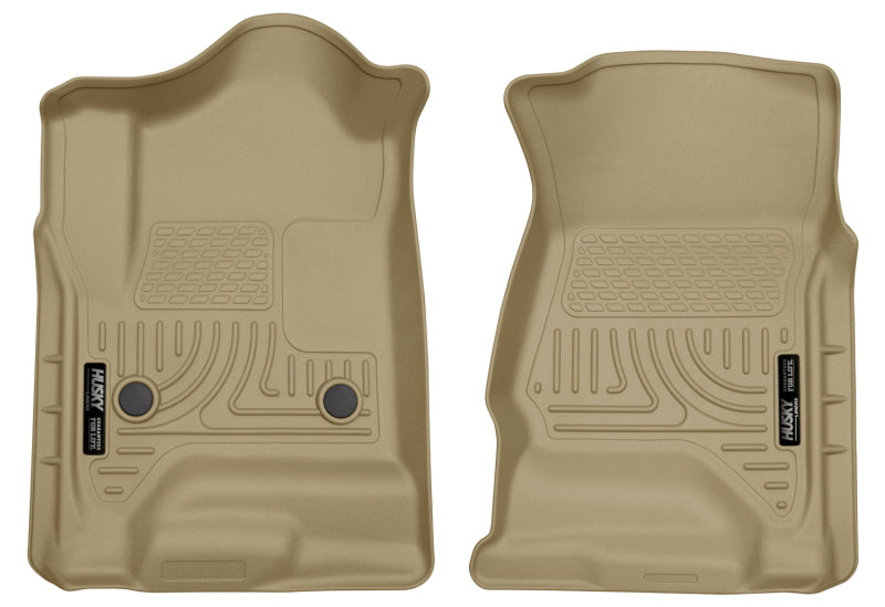 Husky Liners 14 Chevrolet Silverado 1500/GMC Sierra 1500 WeatherBeater Tan Front Floor Liners | husky-liners-14-chevrolet-silverado-1500-gmc-sierra-1500-weatherbeater-tan-front-floor-liners | Floor Mats - Rubber | Husky Liners