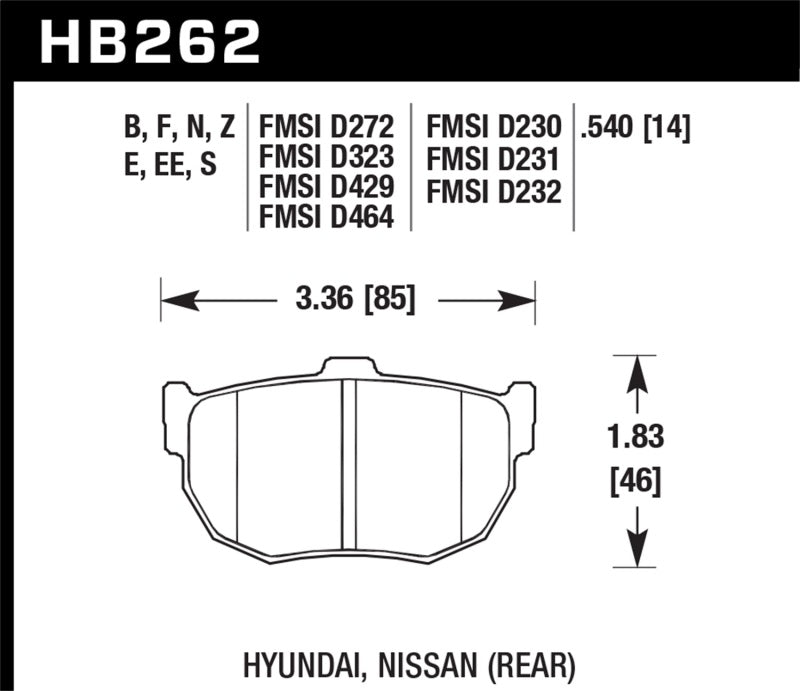 Hawk 1998-2000 Hyundai Elantra HPS 5.0 Rear Brake Pads | hawk-1998-2000-hyundai-elantra-hps-5-0-rear-brake-pads | Brake Pads - Performance | Hawk Performance