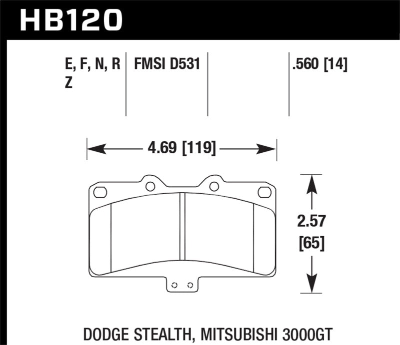 Hawk Mitsubishi 3000 GT VR4/ Dodge Stealth R/T 4WD HP+ Street Front Brake Pads | hawk-mitsubishi-3000-gt-vr4-dodge-stealth-r-t-4wd-hp-street-front-brake-pads | Brake Pads - Performance | Hawk Performance