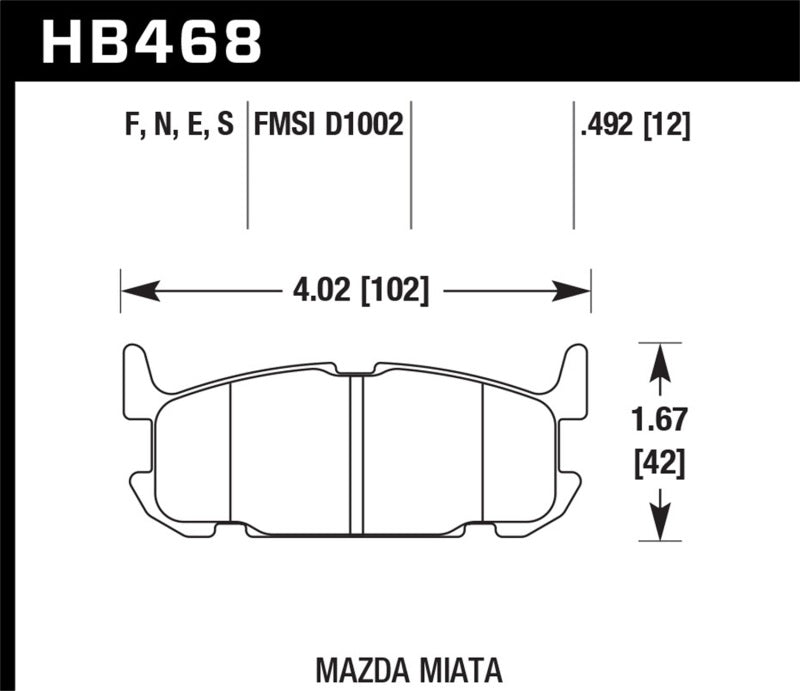 Hawk 03-05 Miata w/ Sport Suspension Blue 9012 Race Rear Brake Pads D1002 | hawk-03-05-miata-w-sport-suspension-blue-9012-race-rear-brake-pads-d1002 | Brake Pads - Racing | Hawk Performance