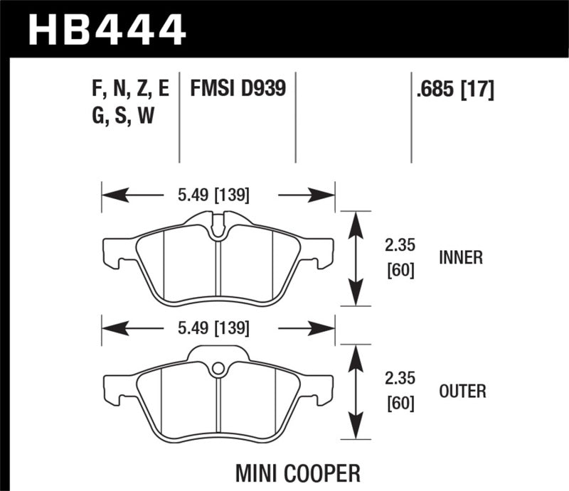 Hawk 02-06 Mini Cooper / Cooper S HP+  Street Front Brake Pads | hawk-02-06-mini-cooper-cooper-s-hp-street-front-brake-pads | Brake Pads - Performance | Hawk Performance