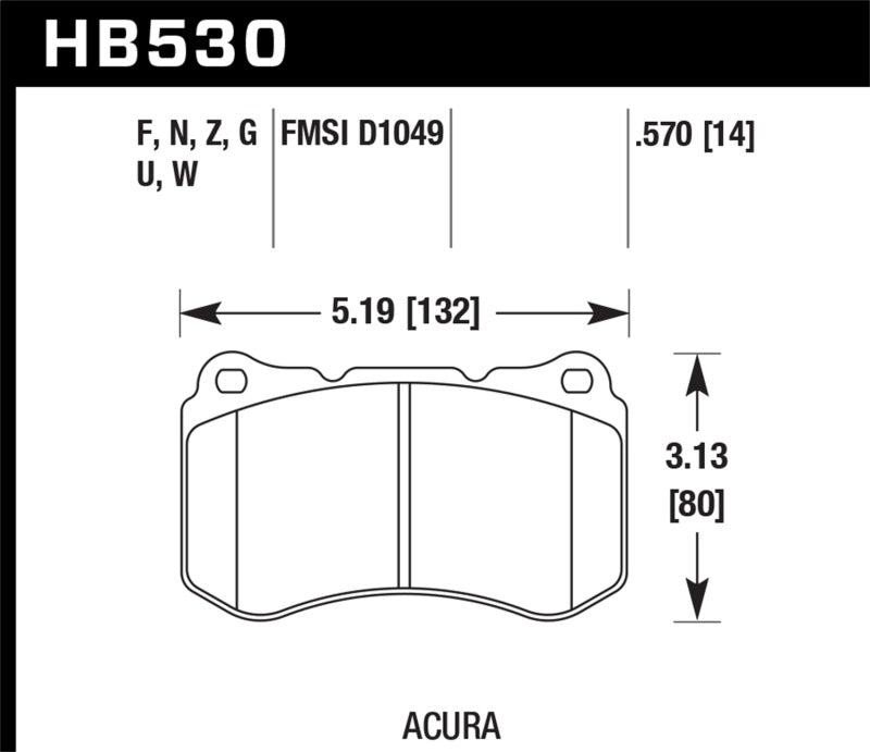 Hawk 07-08 Acura TL Type S Performance Ceramic Street Front Brake Pads | hawk-07-08-acura-tl-type-s-performance-ceramic-street-front-brake-pads | Brake Pads - Performance | Hawk Performance